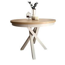 Rundt bord til 4 personer, udtræksbord, diameter 100 cm, kashmir/hikora eg PASCAL