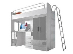 Køjesenge med stige hvid / grå Eden 4