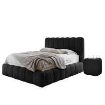 Moderne seng med beholder til sengetøj 140x200 cm sort OVO