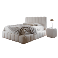 Moderne seng med beholder til sengetøj 160x200 cm creme OVO