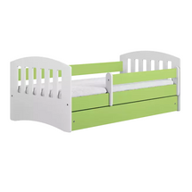 Børneseng med madras og skuffe 80x140 hvid/grøn  CLASSIC