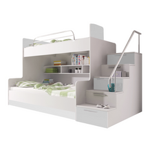 Køjeseng til børn med trappe hvid højre EDEN 2