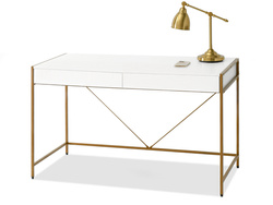 Skrivebord i hvidguld, 2 skuffer, glamour UNIF