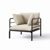 Havestol med hynder beige/ sort VELUCCI