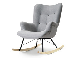 Grå lænestol med ben af bøg LAUREN