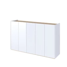 Stor kommode med LED-belysning hvid højglans/eg scandi EASY