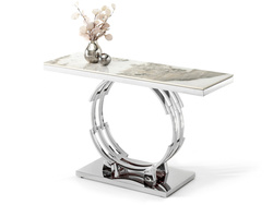 New York-konsol, grå marmor, spejlkrom TOBAGO