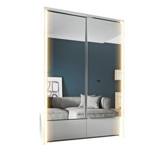 Hvid skydegarderobe 150 cm med LED TAYA