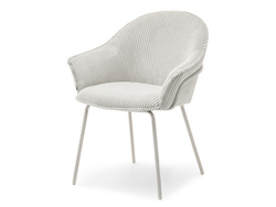 Beige fløjlsstol, beige metalben VIVIEN