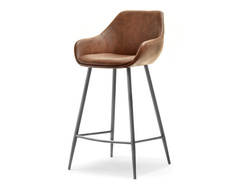 Brun økologisk læder hocker sorte ben MIGEL