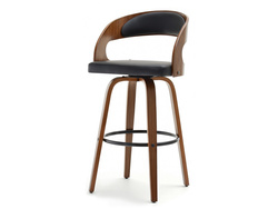 Hocker i valnød, sorte ben, sæde i valnød ROTTO