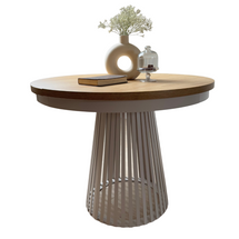 Foldbart rundt bord med lameller, 100 cm, kashmir/hickory eg ALEXANDER