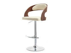 Hocker valnød krom ben valnød/beige HOCKER