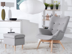 Skandinavisk lænestol med grå bøgeben FLORI