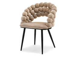 Velourstol beige sorte ben LUCY