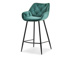 Grøn velour hocker/sorte ben LUCENA