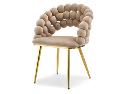 Beige velourstol med gyldne ben LUCY