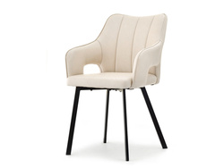 Cremefarvet stol med sorte ben CORBET
