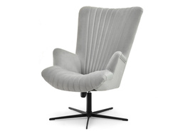 Velourlænestol lysegrå sorte ben ESLA