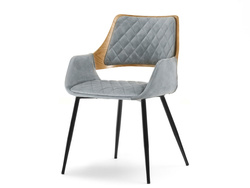 Velourstol grå/eg med sorte ben MORGAN