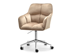 Beige velourlænestol med kromben ISLA