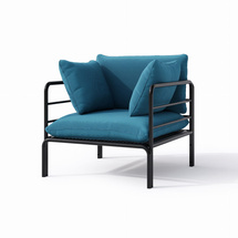 Havestol med hynder blå/ sort VELUCCI