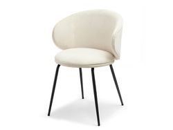 Cremefarvet velourstol med sorte ben CINDY