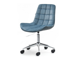 Velourlænestol med blå kromben ELIOR