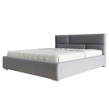 Grå seng med sengegavl 140x200 ANDRE