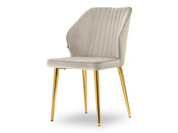 Velourstol beige med guldben GASPAR