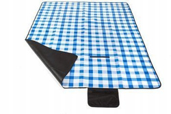 Stort picnic tæppe 150x200 CM blå / hvid