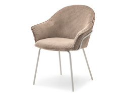 Fløjlsstol med karamelbeige ben VIVIEN