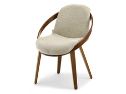 Boucle-stol med ben i beige valnød LAGOS