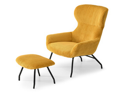 Lænestol i honningfløjl med sorte ben CONOR