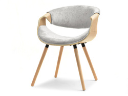 Velourstol eg naturben/aske BENT