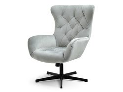 Velourlænestol grå/sorte ben ARON