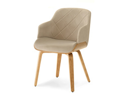 Velourstol med beige egetræsben SAMBOR