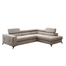 Beige hjørnesofa med sovefunktion højre ANORA