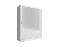 Hvid skydedørsgarderobe 130 cm med dobbelt spejl MAI