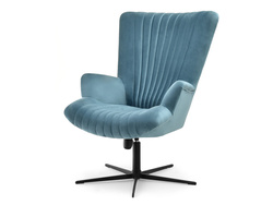 Velour-lænestol med marine sorte ben ESLA