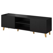 TV bænk sort med gulde ben 150 cm PAFOS