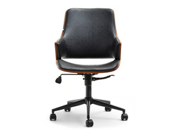 Kontorlænestol sorte ben sort/valnød OSCAR