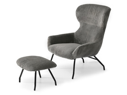 Fløjlslænestol grafit/sorte ben CONOR