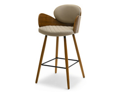 Hocker mørk beige/valnød ben ARIA