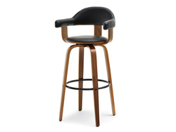 Hocker i valnød, sorte ben, sæde i valnød ROTTO