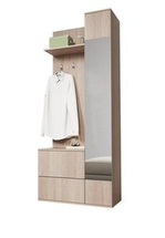 Entermøbler- skoskab med opbevaring og spejl eg sonoma 90 cm GREEN