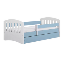 Børneseng med madras og skuffe 80x180 hvid/ blå CLASSIC