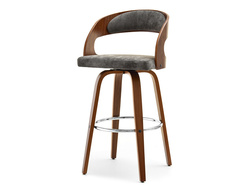 Hocker grå/valnød krom ben WELLA HOCKER