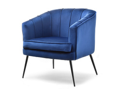 Velourlænestol marineblå sorte ben ESTEL