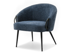 Polstret lænestol mørkeblå sorte ben CLARA